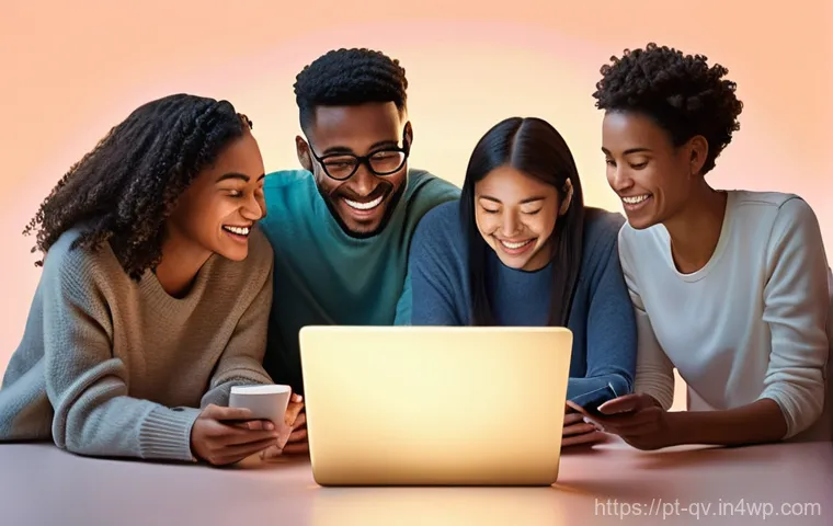 생산적인 온라인 토론을 위한 상호작용 촉진법 - **Prompt:** A diverse group of people of various ages and backgrounds, each individually engrossed i...