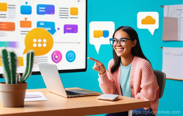 생산적인 온라인 토론을 위한 상호작용 촉진법 - **Prompt:** A friendly, thoughtful woman (representing a community manager or blogger, perhaps in he...