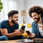 온라인 토론의 결과를 분석하는 방법 - A diverse group of Brazilian social media users engaging in an online discussion displayed on multip...