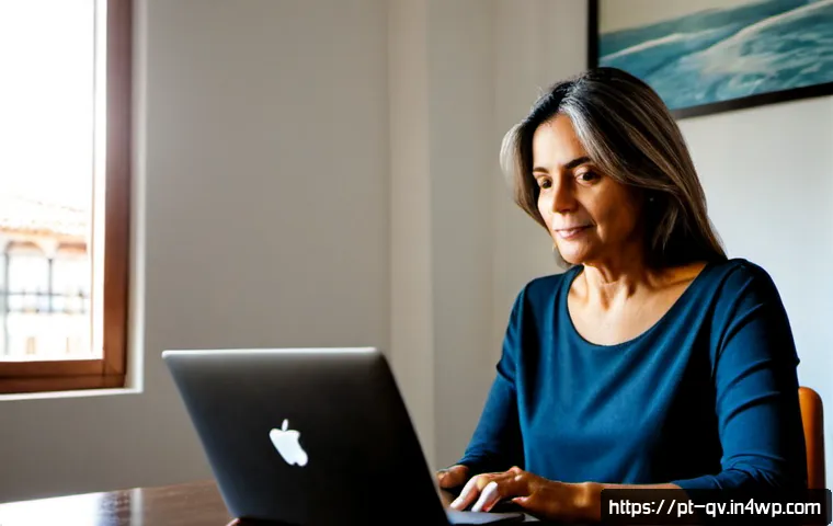 Home 17 온라인 토론의 개선을 위한 자기 검토 - Photorealistic Brazilian woman in her 40s seated at a tidy home office desk in São Paulo, thoughtful...
